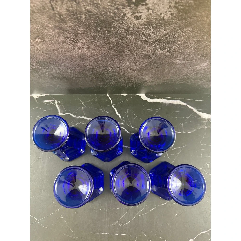 VTG NIB Set of 6 Anchor Hocking Cobalt Blue Sundae Glasses Dishes 5.5oz